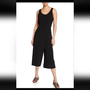 Eileen Fisher Black Sleeveless Jumpsuit Viscose Crepe Cami